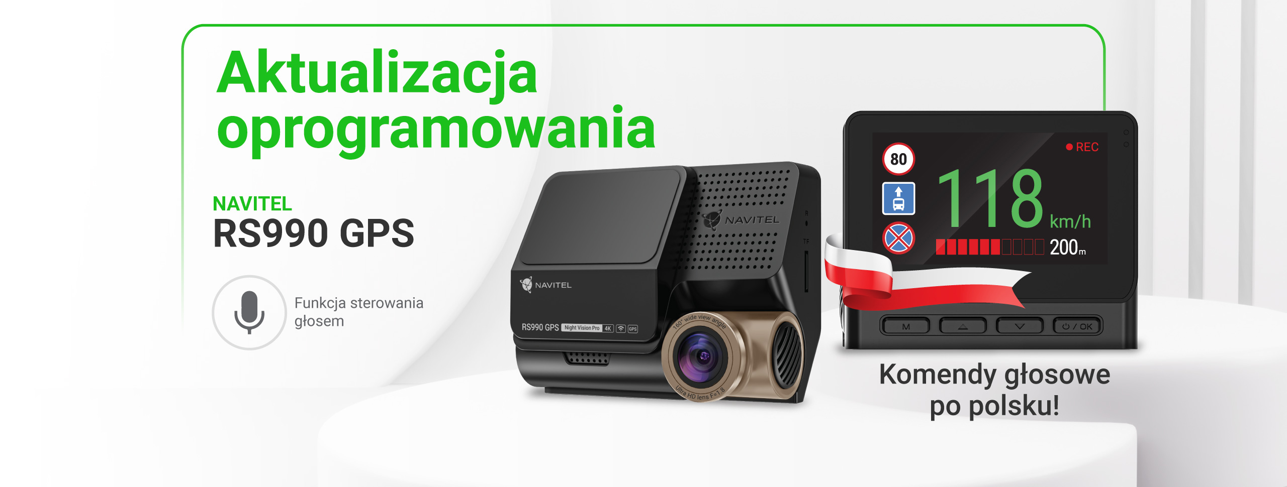 Przełomowa funkcja komend głosowych w języku polskim dostępna w wideorejestratorze NAVITEL RS990 GPS Przełomowa funkcja komend głosowych w języku polskim dostępna w wideorejestratorze NAVITEL RS990 GPS